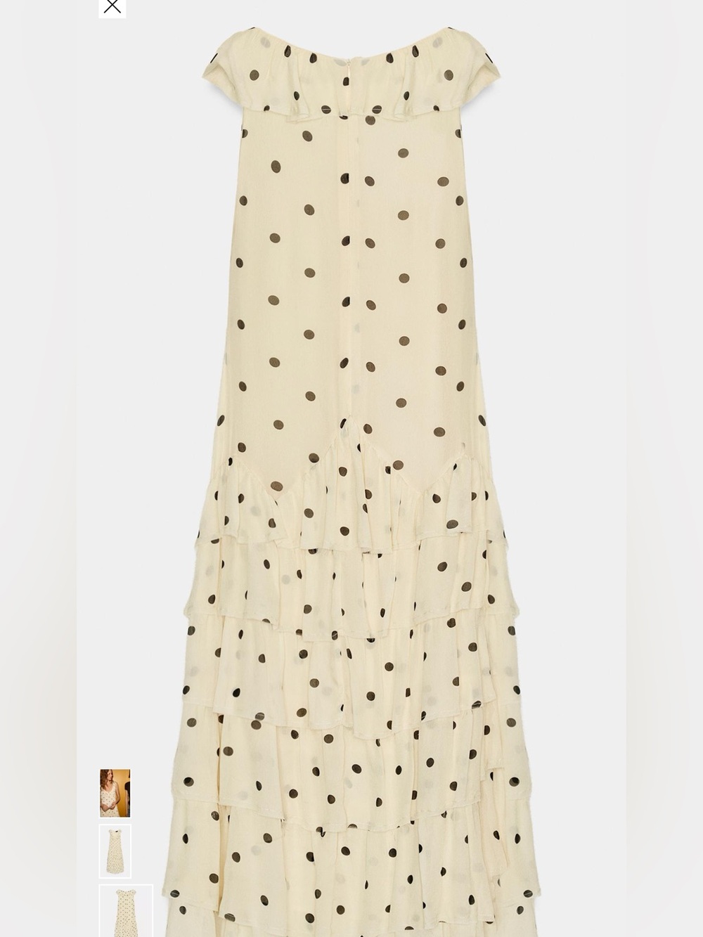 Zara Cream Midi Dress with Black Polka Dots - Picture 3 of 3